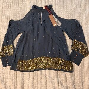 Sequin Embellished Navy Top